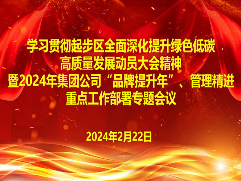 学习贯彻起步区全面深化提升  绿色低碳高质量发展动员大会精神  暨2024年集团公司“品牌提升年”、管理精进重点工作部署专题会议